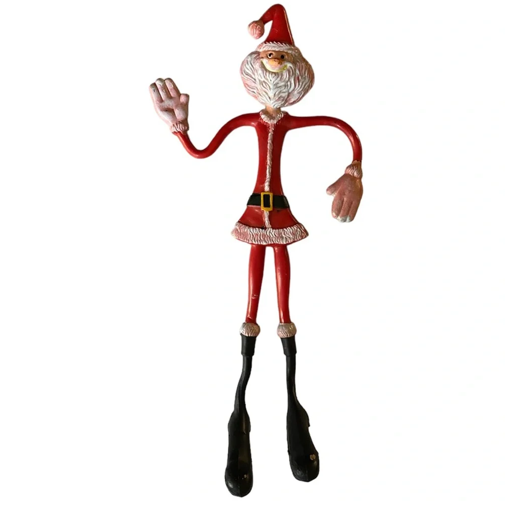 Bendy Santa Bendable Vintage 70’s Fun World Red Christmas Decoration Hong Kong